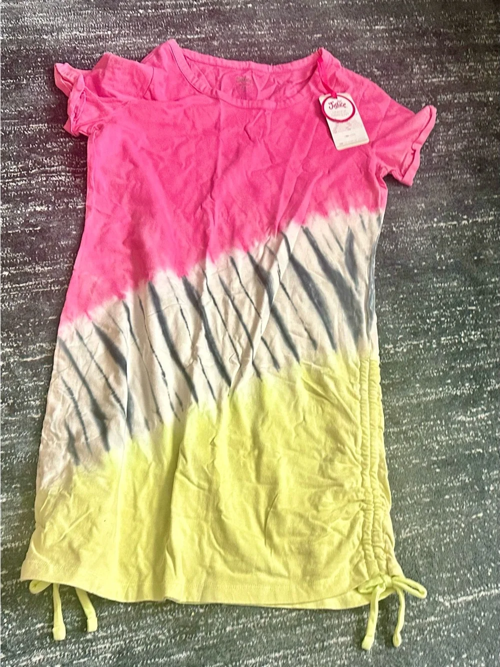 Girls Justice Tie-Dye Short Sleeve dress - Pink, Gray & Yellow